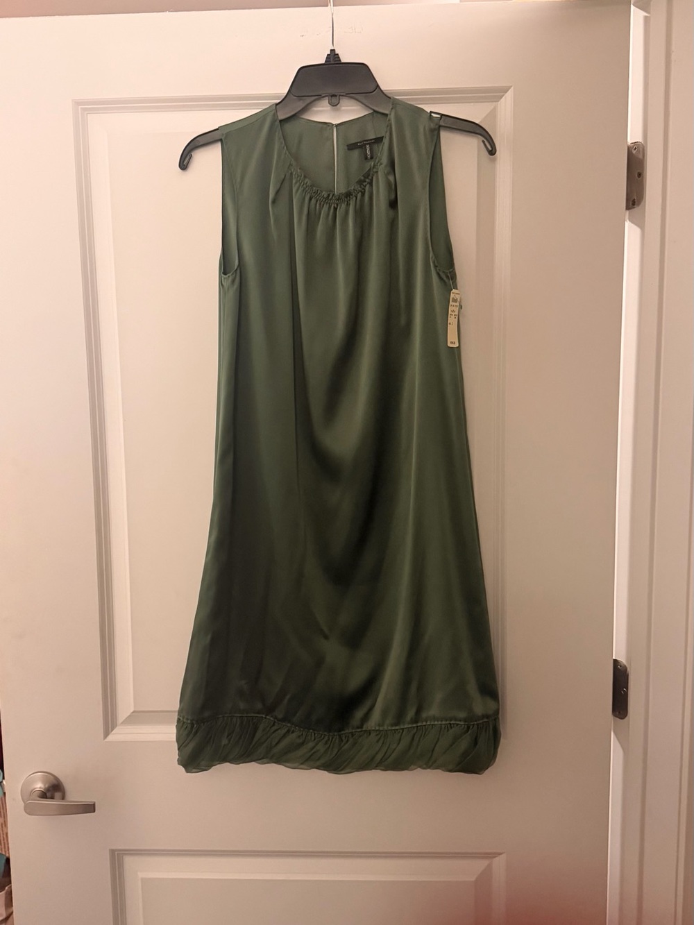 Vintage Elie Tahari Sleeveless Olive Green Satin Chemise Slip dress